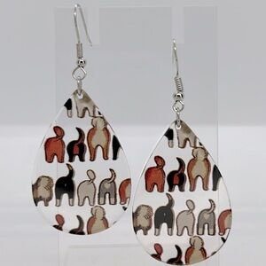 Dog Butt Acrylic Colorful Dangle Earrings Fun Style